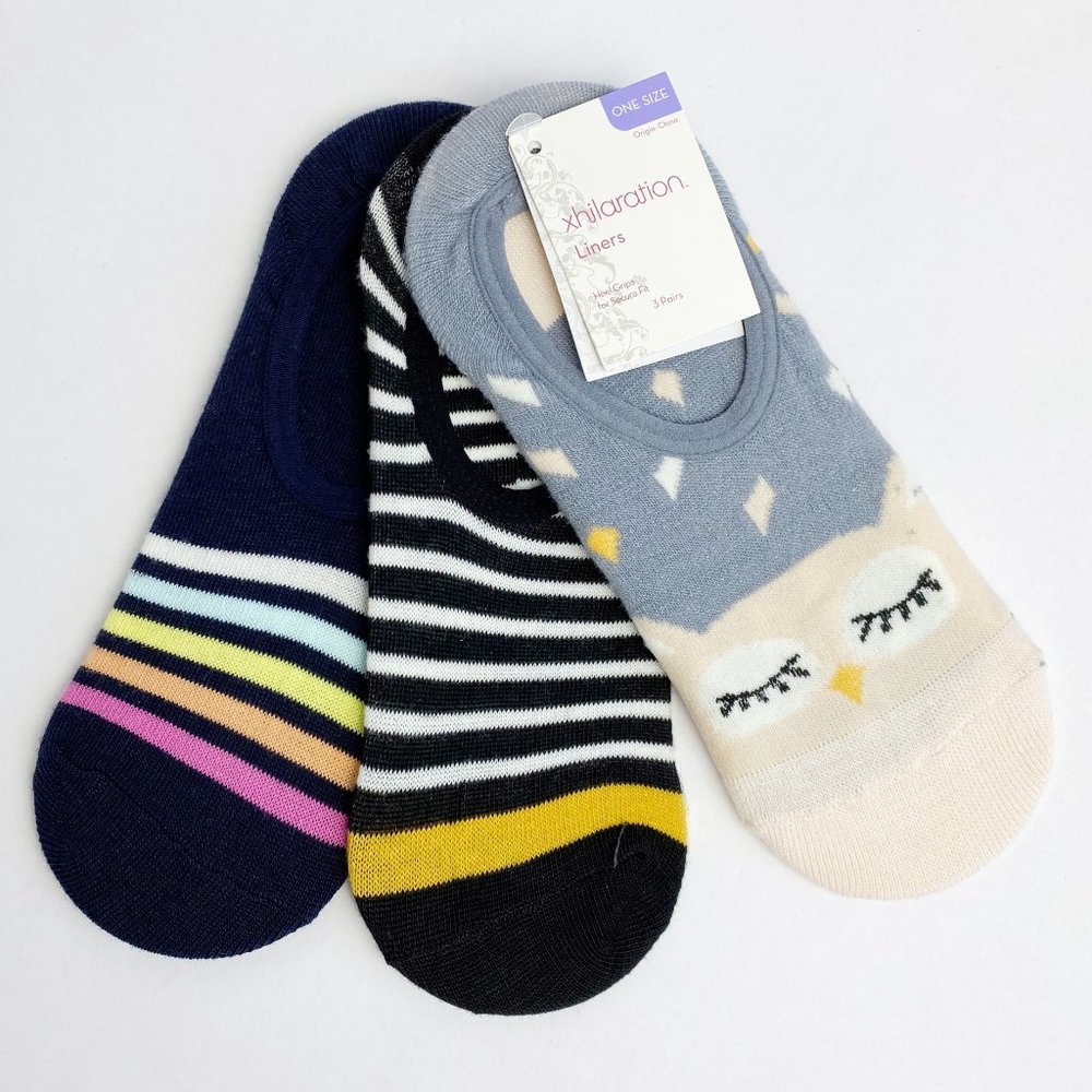Women's Liner Socks heel grips Owl Printed